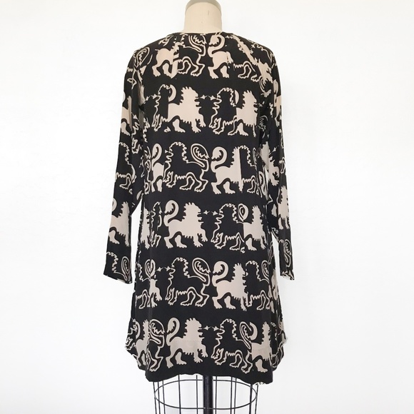 APRIL, MAY - Long Sleeve Printed Trapeze Dress - Picture 3 of 4